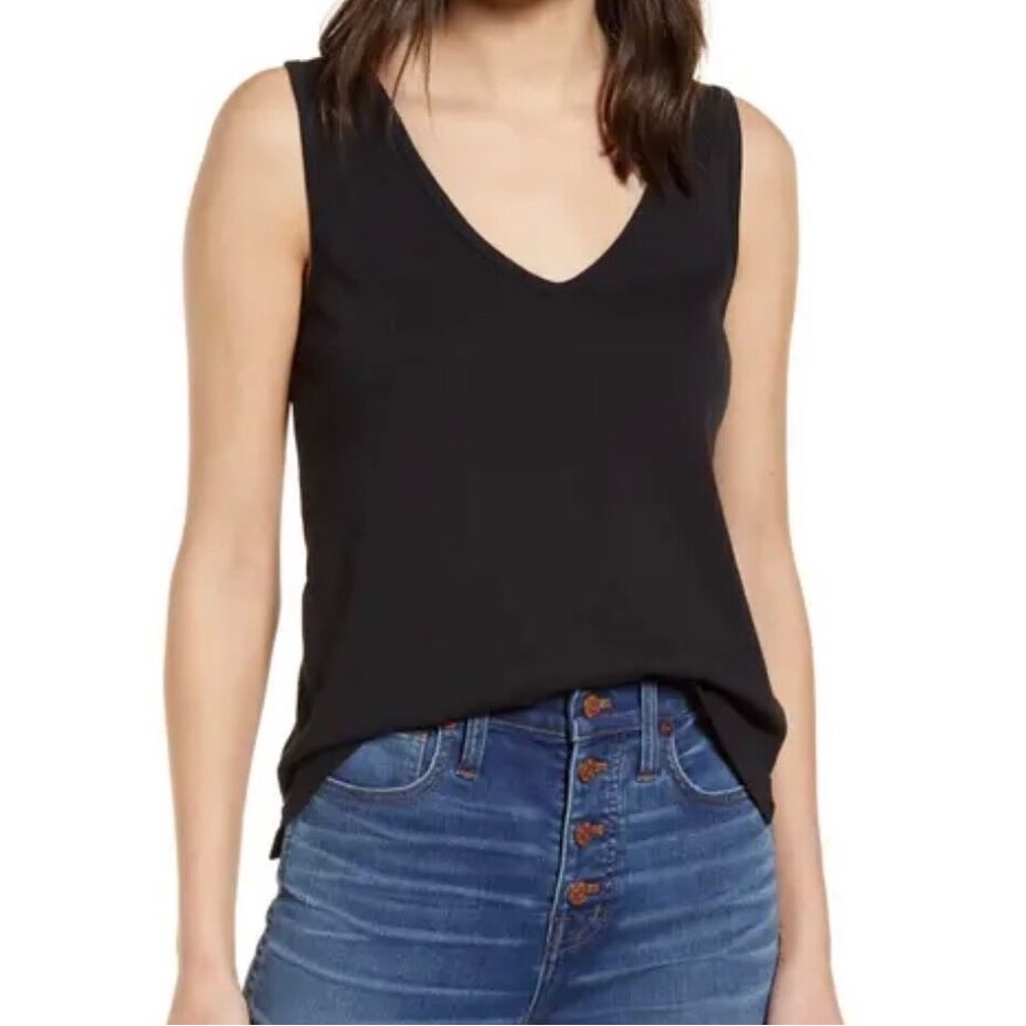 Madewell Tomboy V Neck Tank Top Black Size Xs